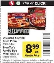 DiGiorno Stuffed Crust Pizza / Stouffer's Family Size Meal