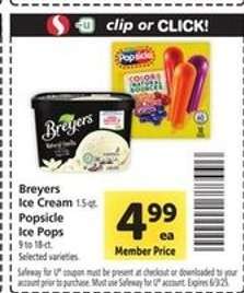Breyers Ice Cream / Popsicle Ice Pops