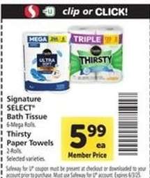 Signature SELECT Bath Tissue & Thirsty Paper Towels