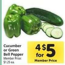 Cucumber or Green Bell Pepper