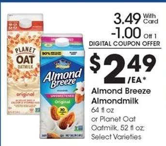 Almond Breeze Almondmilk or Planet Oat Oatmilk