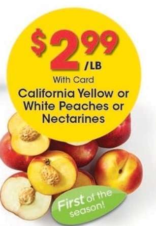 California Yellow or White Peaches or Nectarines