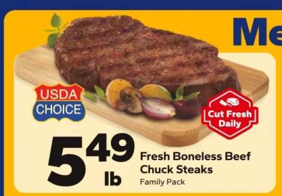 Fresh Boneless Beef Chuck Steaks