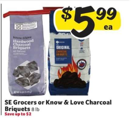 SE Grocers or Know & Love Charcoal Briquets