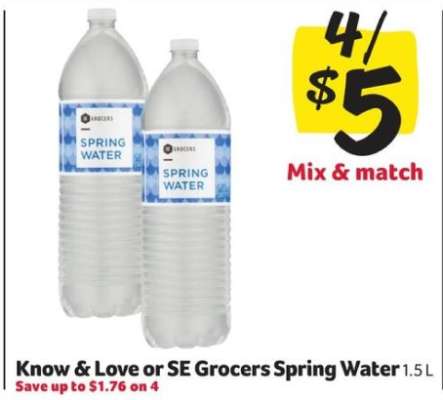 Know & Love or SE Grocers Spring Water