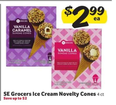 SE Grocers Ice Cream Novelty Cones