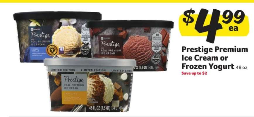Prestige Premium Ice Cream or Frozen Yogurt