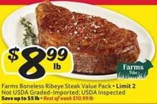 Farms Boneless Ribeye Steak Value Pack