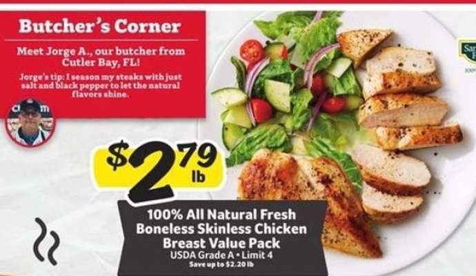 100% All Natural Fresh Boneless Skinless Chicken Breast Value Pack