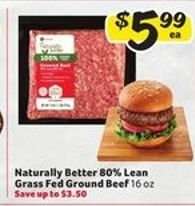 Naturally Better 80% Lean Grass Fed Ground Beef
