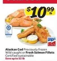 Alaskan Cod or Fresh Salmon Fillets