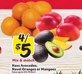 Hass Avocados, Navel Oranges or Mangoes
