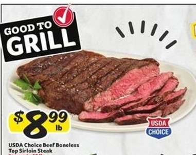 USDA Choice Beef Boneless Top Sirloin Steak