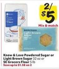 Know & Love Powdered Sugar or Light Brown Sugar or SE Grocers Flour