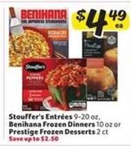 Stouffer's Entrées, Benihana Frozen Dinners, Prestige Frozen Desserts