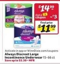 Always Discreet Large Incontinence Underwear