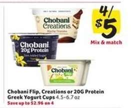 Chobani Flip, Creations or 20G Protein Greek Yogurt Cups