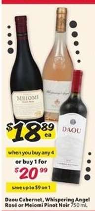 Daou Cabernet, Whispering Angel Rosé or Meiomi Pinot Noir