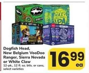 Dogfish Head, New Belgium VooDoo Ranger, Sierra Nevada or White Claw