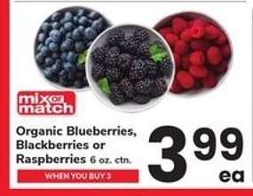 Organic Blueberries, Blackberries or Raspberries