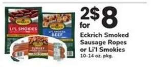 Eckrich Smoked Sausage Ropes or Li'l Smokies