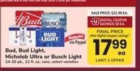 Bud, Bud Light, Michelob Ultra or Busch Light
