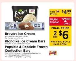 Breyers Ice Cream, Klondike Ice Cream Bars, Popsicle & Popsicle Frozen Confection Bars
