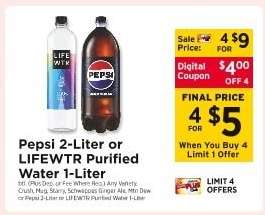 Pepsi 2-Liter or LIFEWTR Purified Water 1-Liter