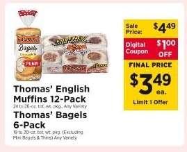 Thomas’ English Muffins 12-Pack / Thomas’ Bagels 6-Pack
