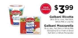 Galbani Ricotta or Mozzarella