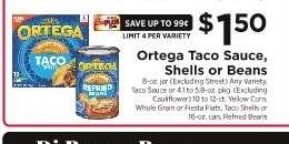 Ortega Taco Sauce, Shells or Beans