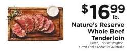 Nature's Reserve Whole Beef Tenderloin