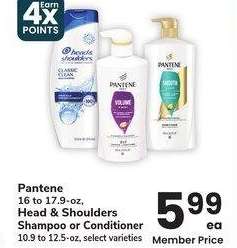 Pantene 16 to 17.9-oz, Head & Shoulders Shampoo or Conditioner 10.9 to 12.5-oz - select varieties