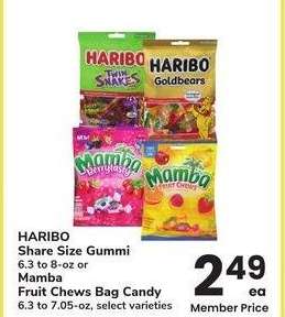 HARIBO Share Size Gummi 6.3 to 8-oz or Mamba Fruit Chews Bag Candy 6.3 to 7.05-oz - select varieties