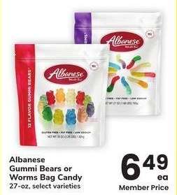 Albanese Gummi Bears or Worms Bag Candy - 27 - oz, select varieties