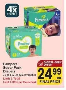 Pampers Super Pack Diapers - 36 to 112 - ct, select varieties