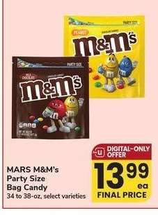 MARS M&M's Party Size Bag Candy - 34 to 38 - oz, select varieties