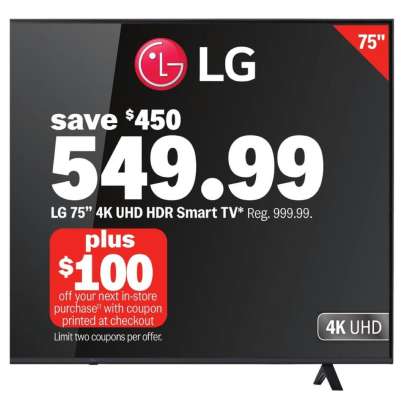LG 75" 4K UHD HDR Smart TV*