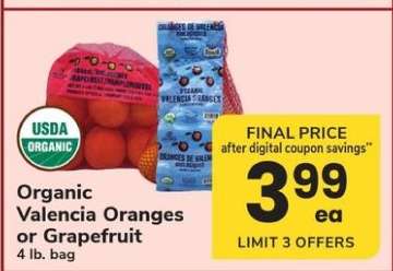 Organic Valencia Oranges or Grapefruit
