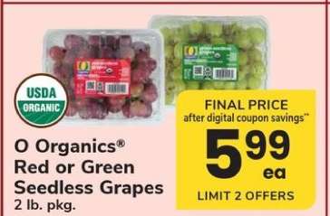 O Organics Red or Green Seedless Grapes