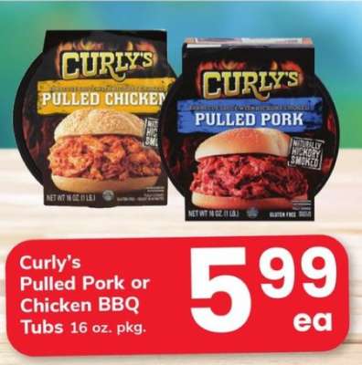 Curly’s Pulled Pork or Chicken BBQ Tubs
