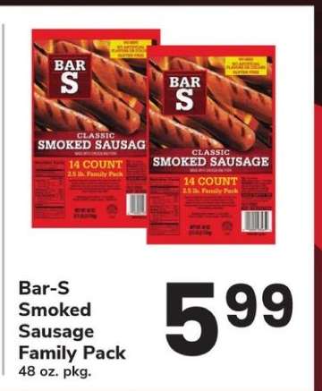 Bar S Smoked Sausage Family Pack