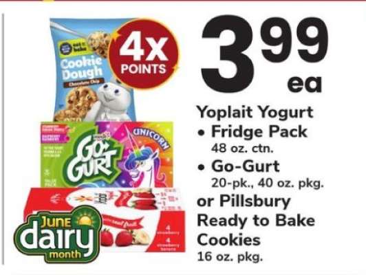 Yoplait Yogurt, Go-Gurt, or Pillsbury Cookies