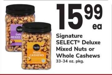 Signature SELECT Deluxe Mixed Nuts or Whole Cashews