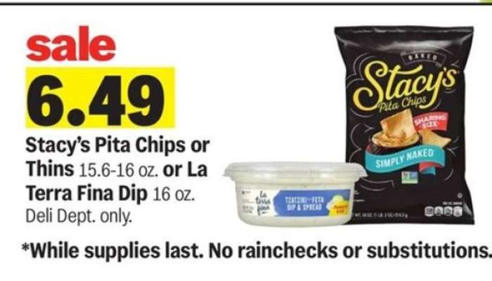 Stacy's Pita Chips or Thins or La Terra Fina Dip