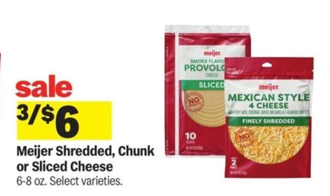 Meijer Shredded, Chunk or Sliced Cheese