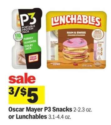 Oscar Mayer P3 Snacks or Lunchables