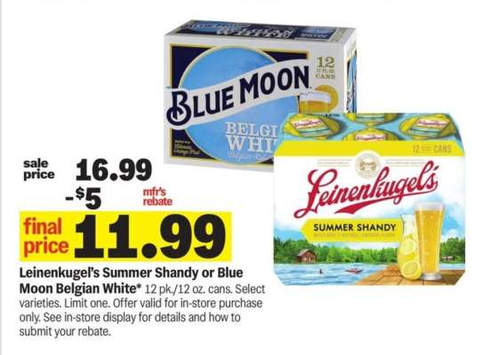 Leinenkugel's Summer Shandy or Blue Moon Belgian White*