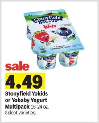 Stonyfield Yokids or Yobaby Yogurt Multipack