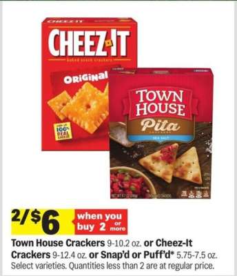 Town House Crackers or Cheez-It Crackers